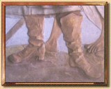Buty żołnierza z dekoracji stiukowej Żołnierz ze śmiercią z kościoła w Tarłowie z ok. 1640 roku.